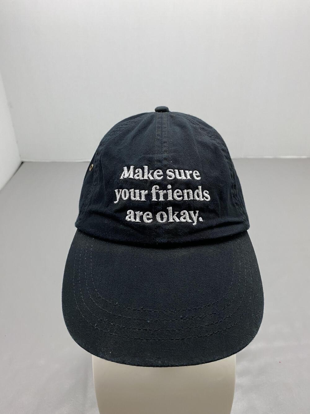 Hat Cap Strap Back One Size Black Anvil Make Sure Your Friends Are Okay Mens